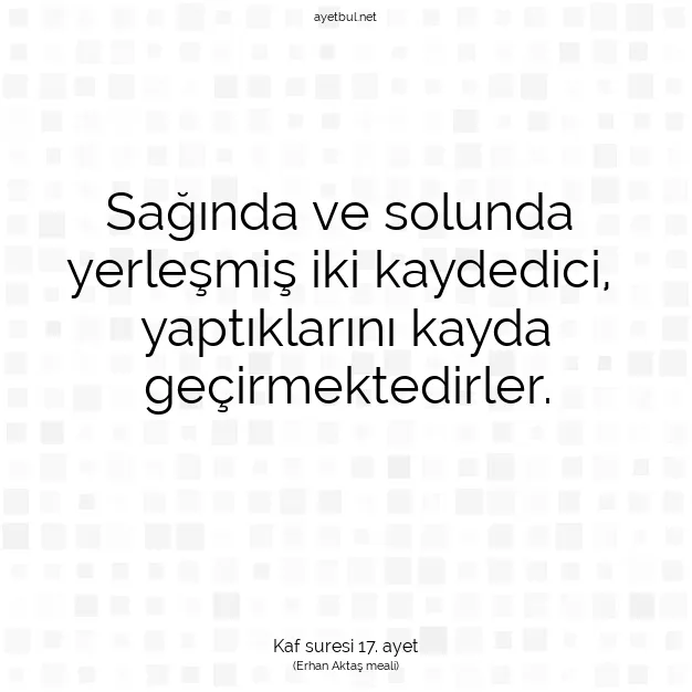 Ayetbul | Kuran Mealleri | Quran | Kaf suresi 17. ayet