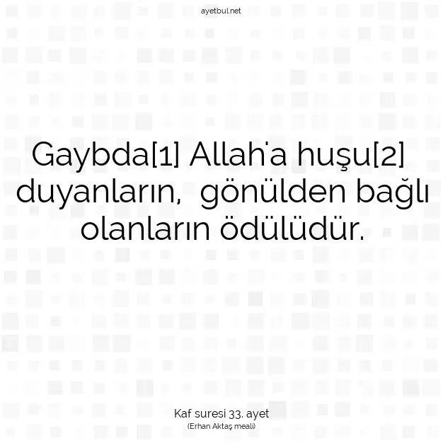 Ayetbul | Kuran Mealleri | Quran | Kaf suresi 33. ayet