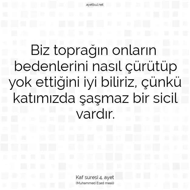 Ayetbul | Kuran Mealleri | Quran | Kaf suresi 4. ayet