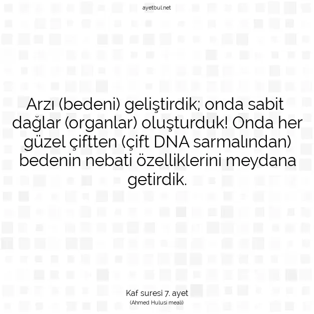 Ayetbul | Kuran Mealleri | Quran | Kaf suresi 7. ayet