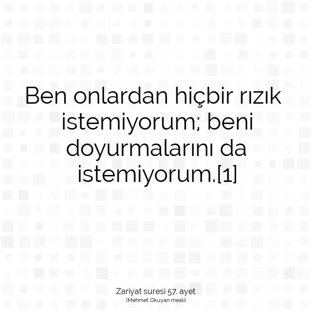 Ayetbul | Kuran Mealleri | Quran | Zariyat suresi 57. ayet