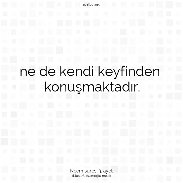 Ayetbul | Kuran Mealleri | Quran | Necm suresi 3. ayet
