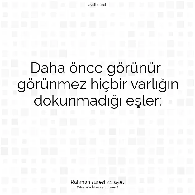 Ayetbul | Kuran Mealleri | Quran | Rahman suresi 74. ayet