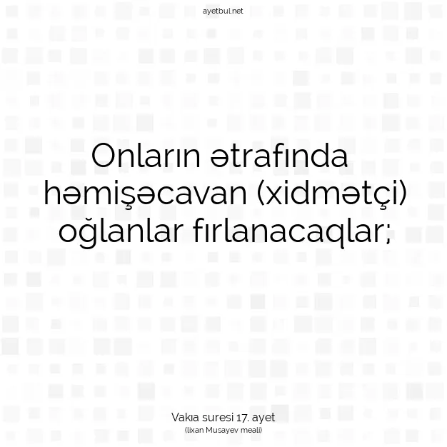 Ayetbul | Kuran Mealleri | Quran | Vakıa suresi 17. ayet