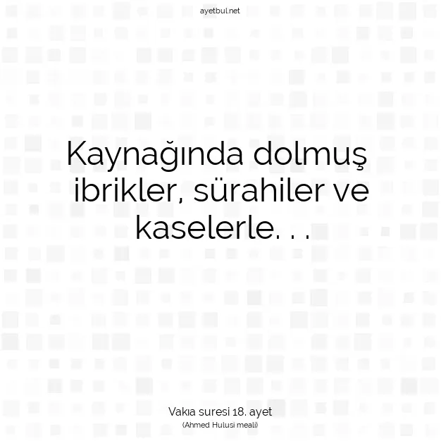 Ayetbul | Kuran Mealleri | Quran | Vakıa suresi 18. ayet
