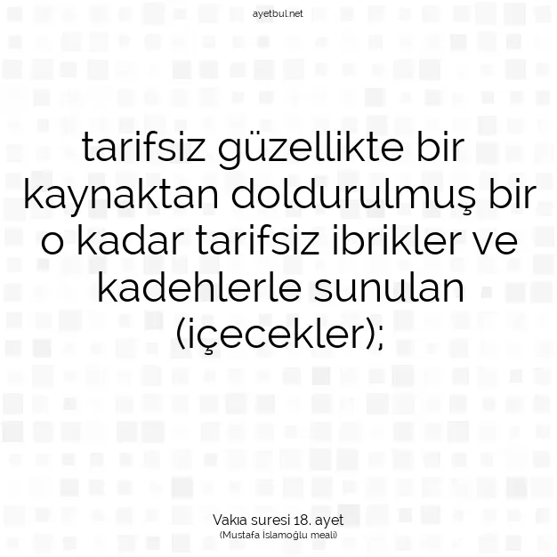 Ayetbul | Kuran Mealleri | Quran | Vakıa suresi 18. ayet