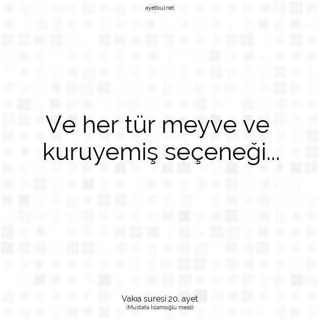 Ayetbul | Kuran Mealleri | Quran | Vakıa suresi 20. ayet