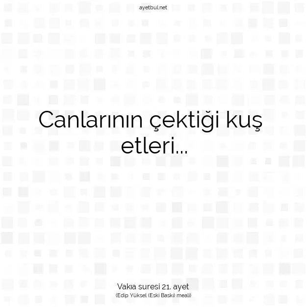 Ayetbul | Kuran Mealleri | Quran | Vakıa suresi 21. ayet