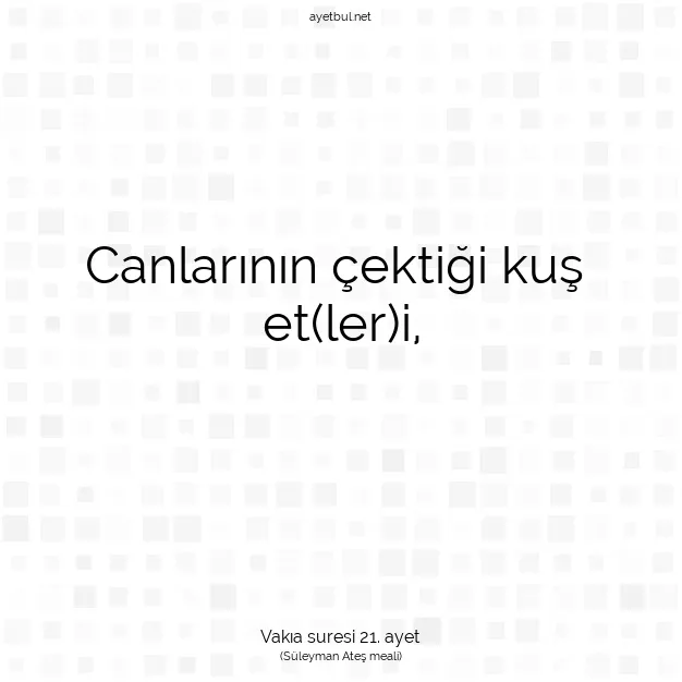 Ayetbul | Kuran Mealleri | Quran | Vakıa suresi 21. ayet