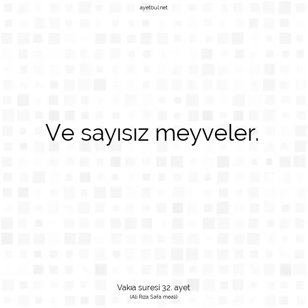 Ayetbul | Kuran Mealleri | Quran | Vakıa suresi 32. ayet