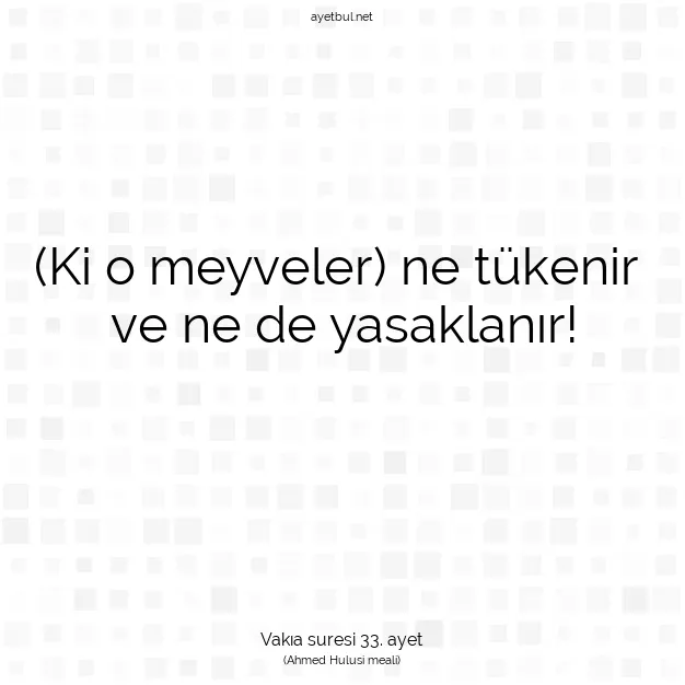 Ayetbul | Kuran Mealleri | Quran | Vakıa suresi 33. ayet