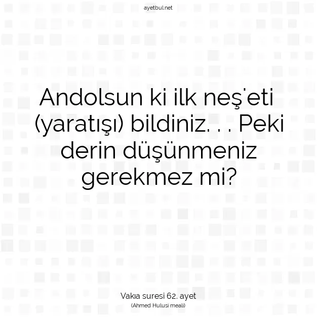 Ayetbul | Kuran Mealleri | Quran | Vakıa suresi 62. ayet