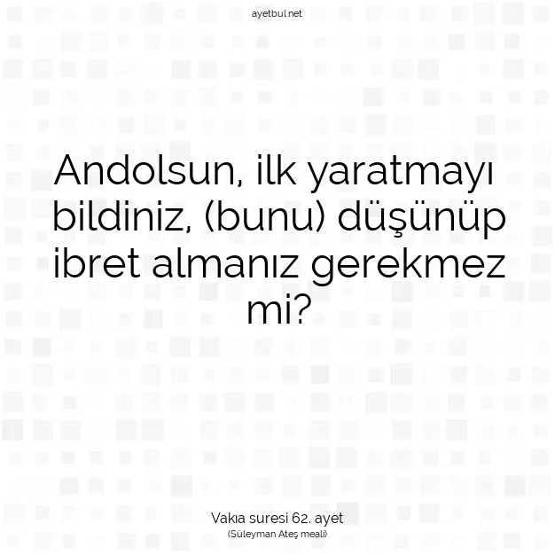 Ayetbul | Kuran Mealleri | Quran | Vakıa suresi 62. ayet