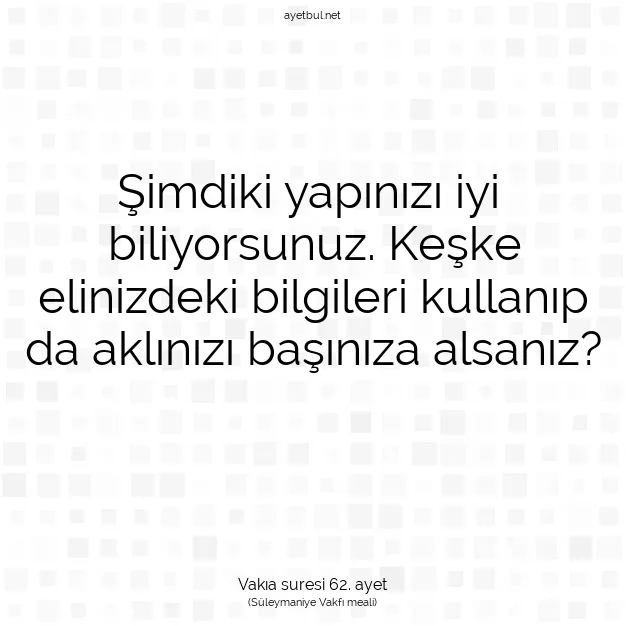 Ayetbul | Kuran Mealleri | Quran | Vakıa suresi 62. ayet