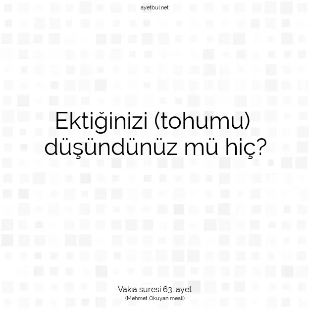Ayetbul | Kuran Mealleri | Quran | Vakıa suresi 63. ayet