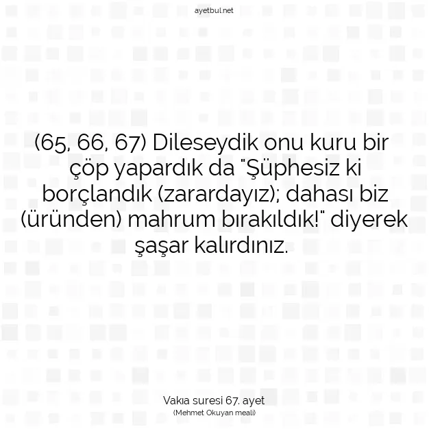 Ayetbul | Kuran Mealleri | Quran | Vakıa suresi 67. ayet