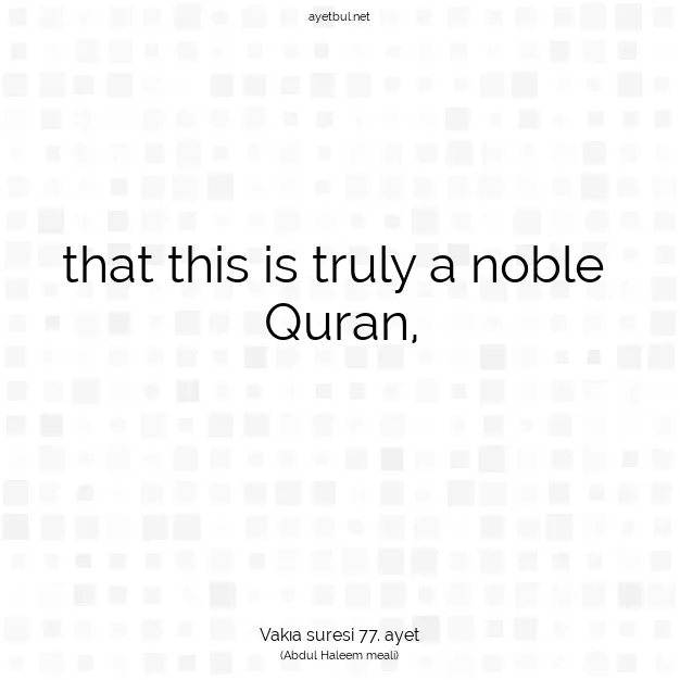 Ayetbul | Kuran Mealleri | Quran | Vakıa suresi 77. ayet