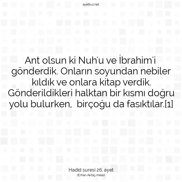 Ayetbul | Kuran Mealleri | Quran | Hadid suresi 26. ayet