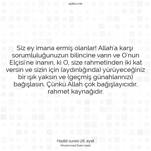 Ayetbul | Kuran Mealleri | Quran | Hadid suresi 28. ayet