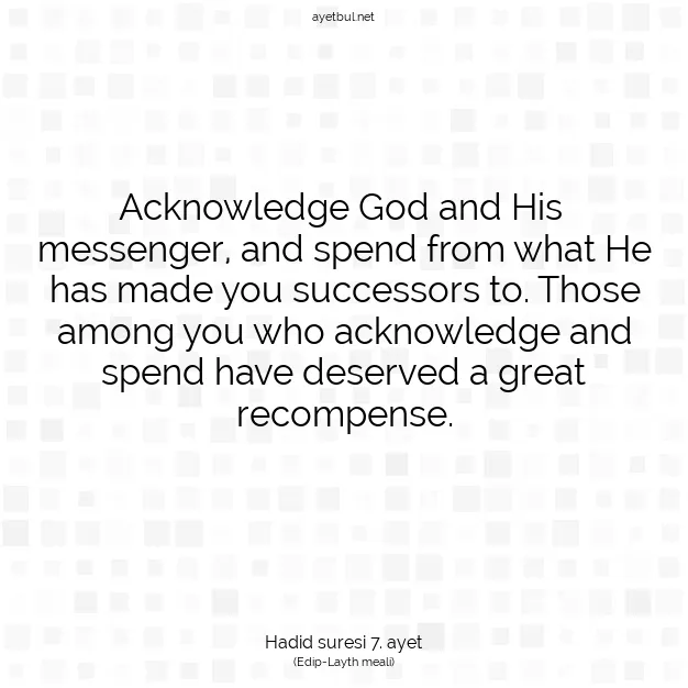 Ayetbul | Kuran Mealleri | Quran | Hadid suresi 7. ayet