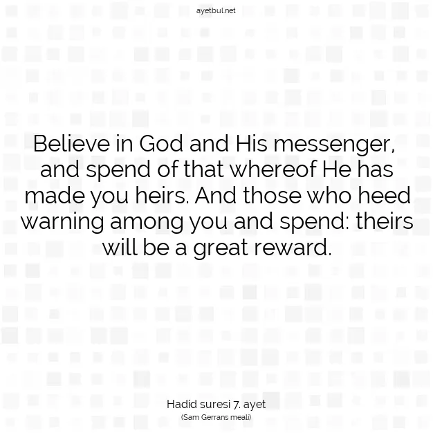 Ayetbul | Kuran Mealleri | Quran | Hadid suresi 7. ayet