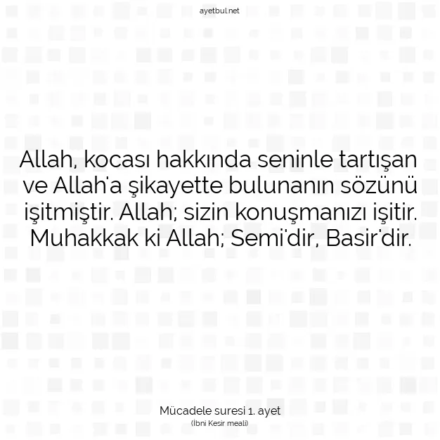 Ayetbul | Kuran Mealleri | Quran | Mücadele suresi 1. ayet