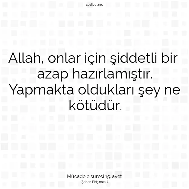 Ayetbul | Kuran Mealleri | Quran | Mücadele suresi 15. ayet
