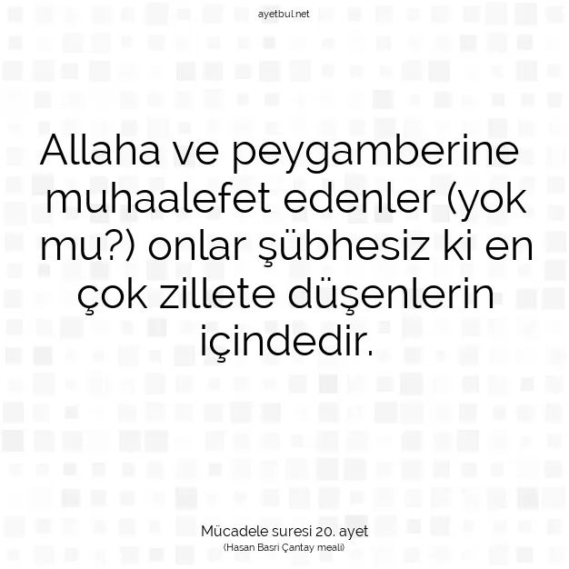 Ayetbul | Kuran Mealleri | Quran | Mücadele suresi 20. ayet