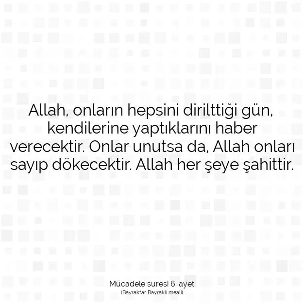 Ayetbul | Kuran Mealleri | Quran | Mücadele suresi 6. ayet