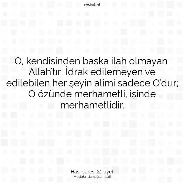 Ayetbul | Kuran Mealleri | Quran | Haşr suresi 22. ayet