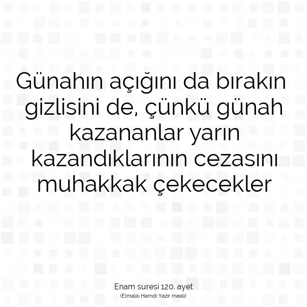 Ayetbul | Kuran Mealleri | Quran | Enam suresi 120. ayet