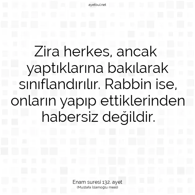 Ayetbul | Kuran Mealleri | Quran | Enam suresi 132. ayet