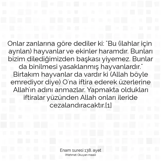 Ayetbul | Kuran Mealleri | Quran | Enam suresi 138. ayet
