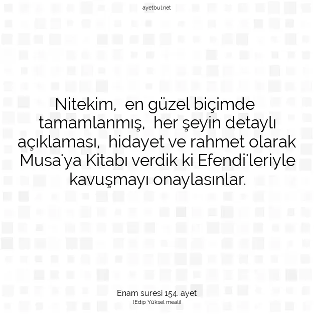 Ayetbul | Kuran Mealleri | Quran | Enam suresi 154. ayet