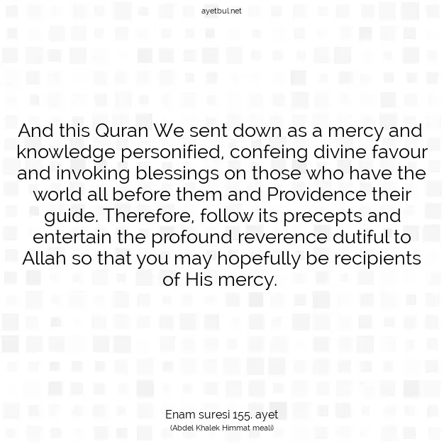Ayetbul | Kuran Mealleri | Quran | Enam suresi 155. ayet