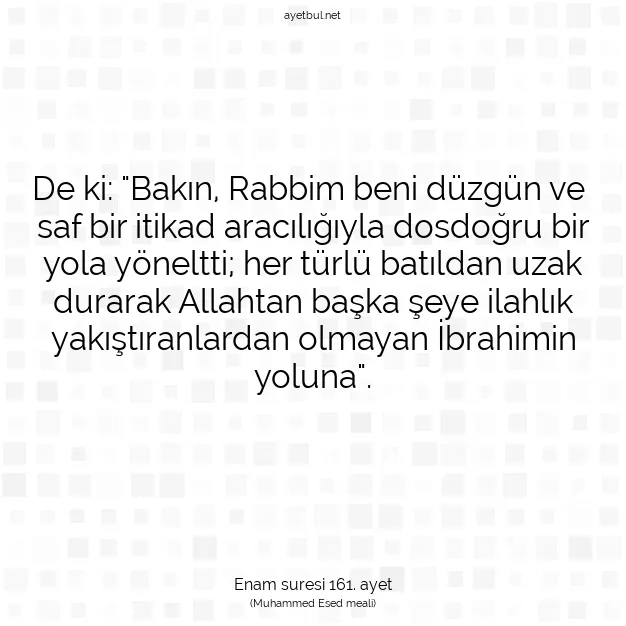 Ayetbul | Kuran Mealleri | Quran | Enam suresi 161. ayet