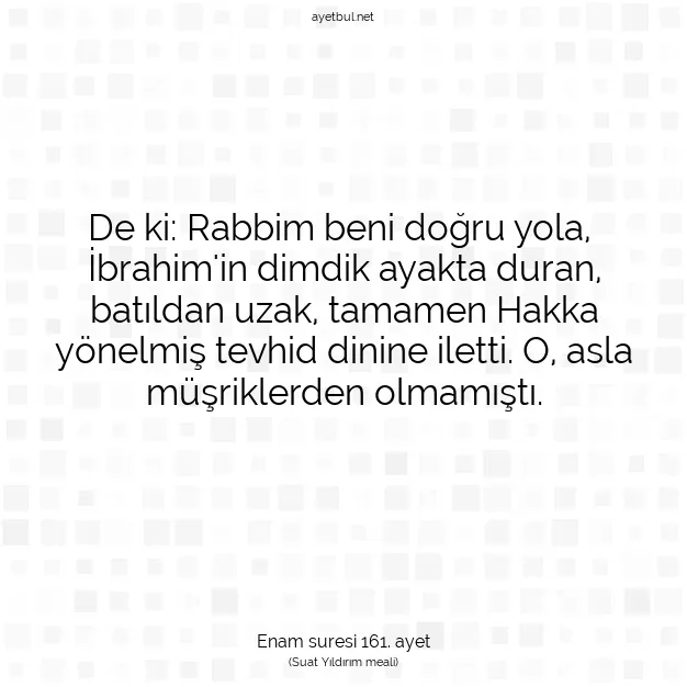 Ayetbul | Kuran Mealleri | Quran | Enam suresi 161. ayet