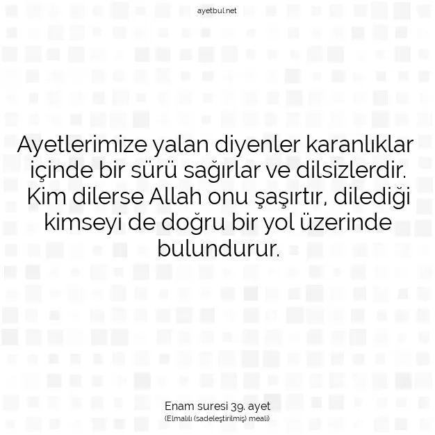 Ayetbul | Kuran Mealleri | Quran | Enam suresi 39. ayet