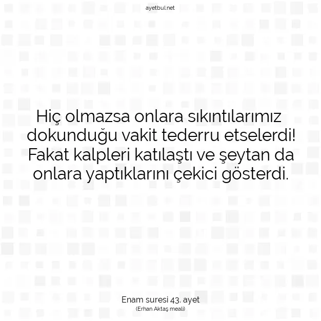 Ayetbul | Kuran Mealleri | Quran | Enam suresi 43. ayet
