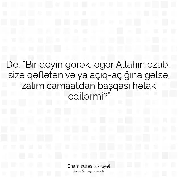 Ayetbul | Kuran Mealleri | Quran | Enam suresi 47. ayet