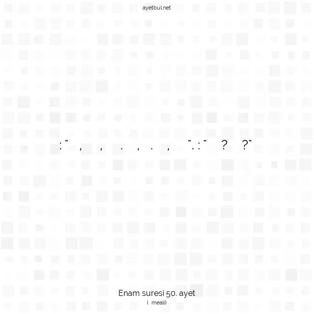 Ayetbul | Kuran Mealleri | Quran | Enam suresi 50. ayet