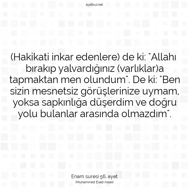 Ayetbul | Kuran Mealleri | Quran | Enam suresi 56. ayet