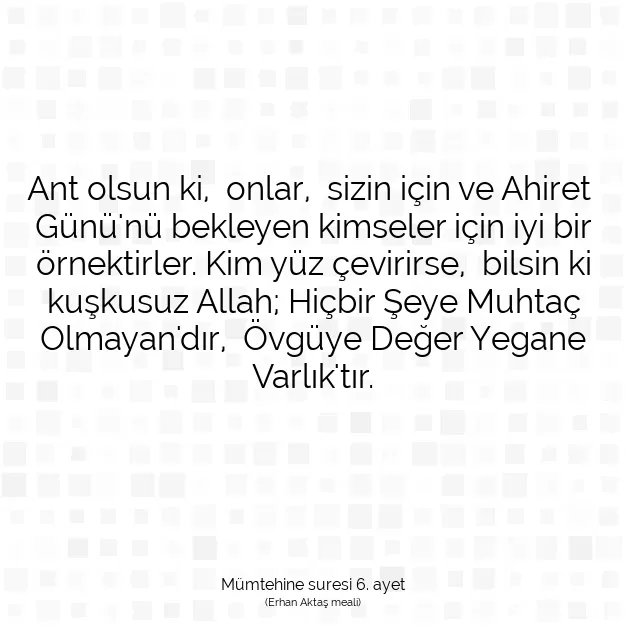 Ayetbul | Kuran Mealleri | Quran | Mümtehine suresi 6. ayet
