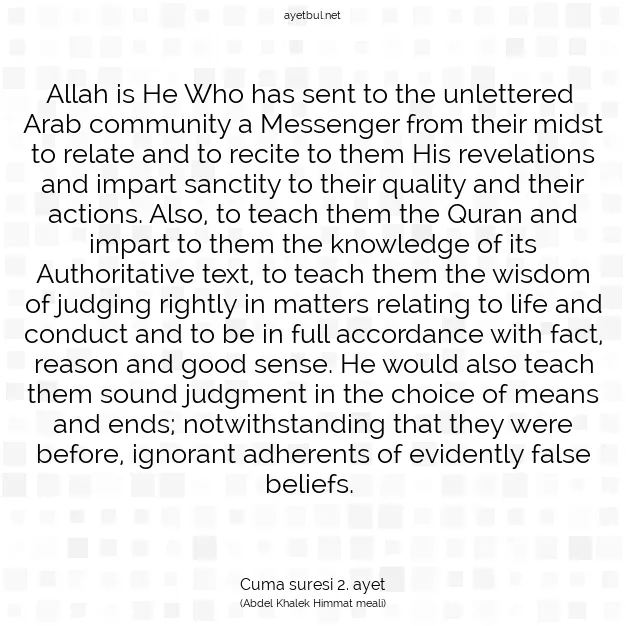 Ayetbul | Kuran Mealleri | Quran | Cuma suresi 2. ayet