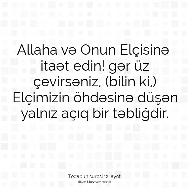 Ayetbul | Kuran Mealleri | Quran | Tegabun suresi 12. ayet