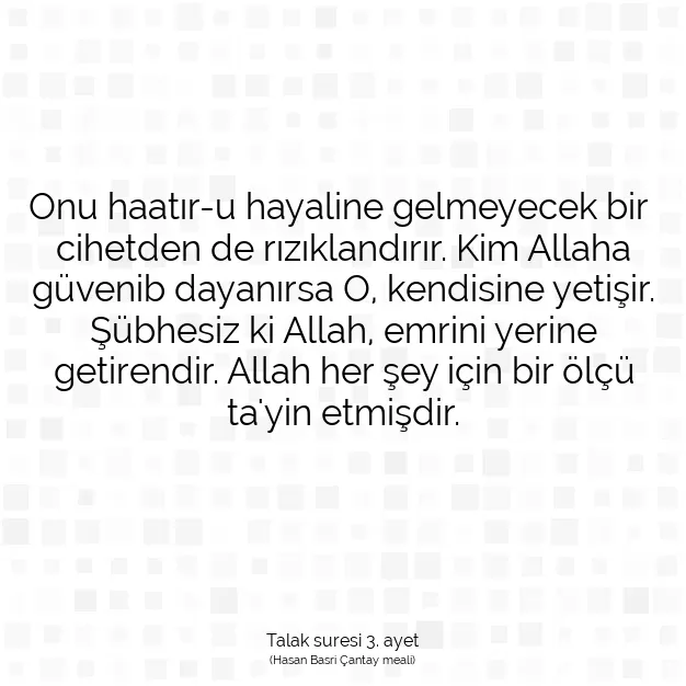 Ayetbul | Kuran Mealleri | Quran | Talak suresi 3. ayet