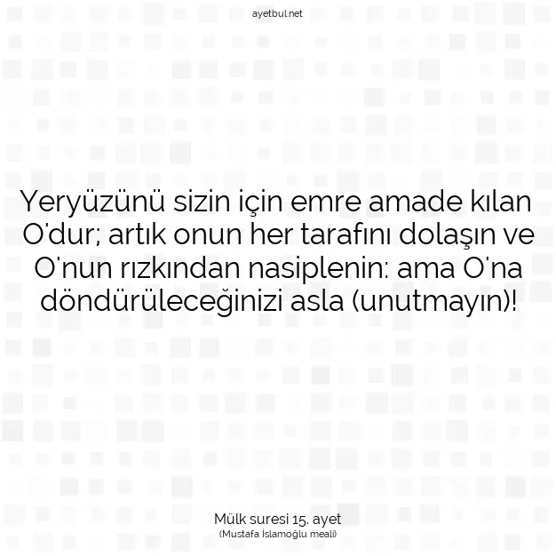 Ayetbul | Kuran Mealleri | Quran | Mülk suresi 15. ayet