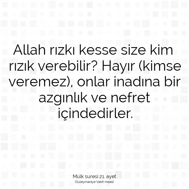 Ayetbul | Kuran Mealleri | Quran | Mülk suresi 21. ayet