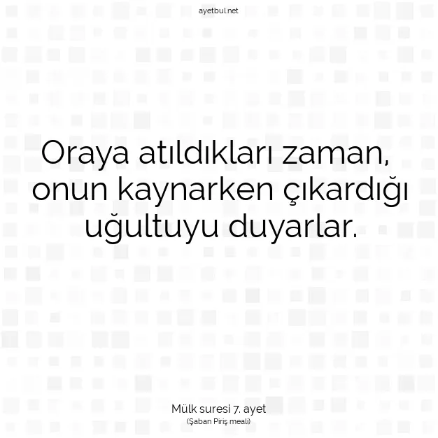 Ayetbul | Kuran Mealleri | Quran | Mülk suresi 7. ayet