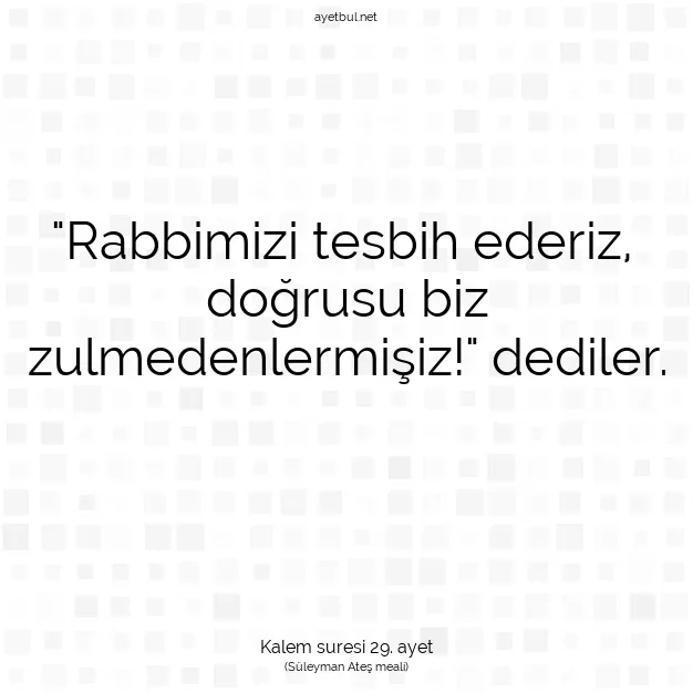 Ayetbul | Kuran Mealleri | Quran | Kalem suresi 29. ayet